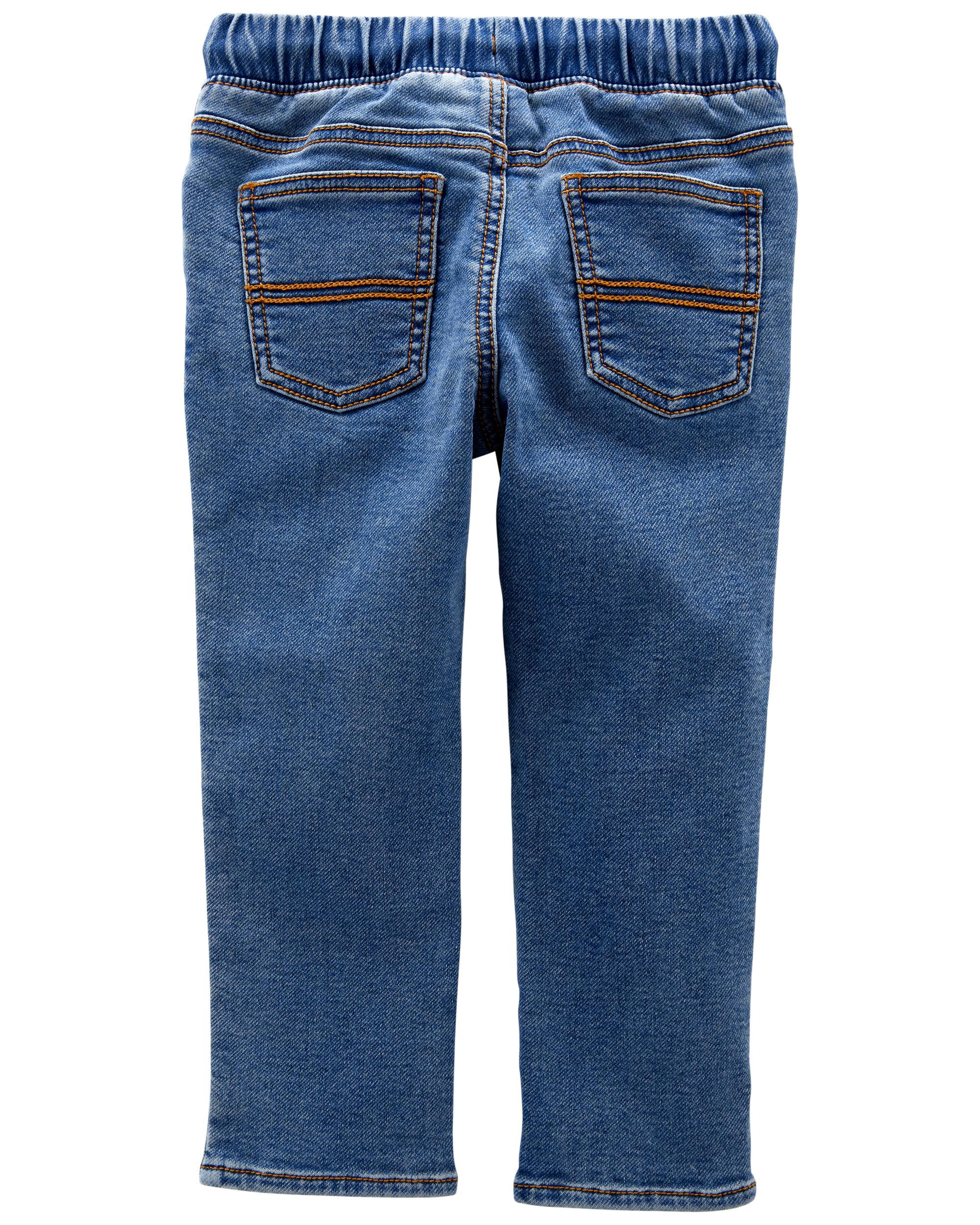 Blue Toddler Elastic Waist Knit Denim 