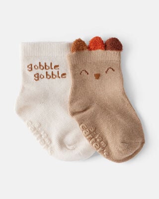 Product image 1 of Baby 2-Pack Thanksgiving Turkey Socks 