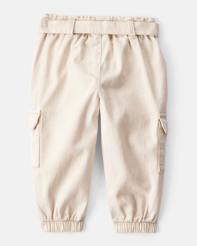 Product image 2 of Baby Girl Cotton Cargo Joggers - Ivory