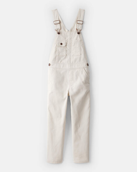 Girls Cotton Sleeveless Overalls - Cream