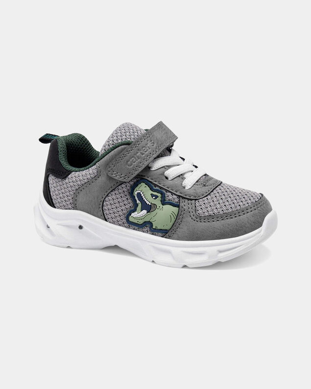 Product image 1 of Toddler Boy Light-Up Dinosaur Athletic Sneakers - Grey/White