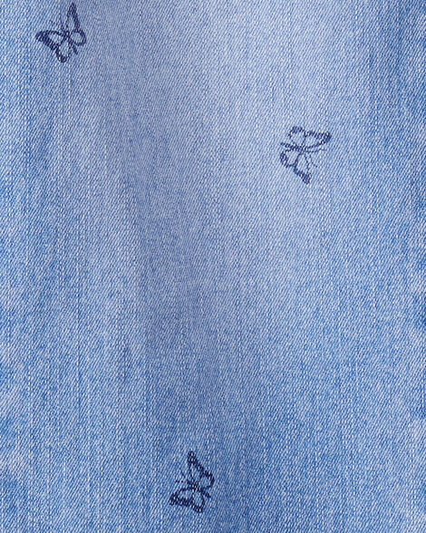 Product image 3 of Girls Butterfly Print Denim Pull-On Jeans - Blue