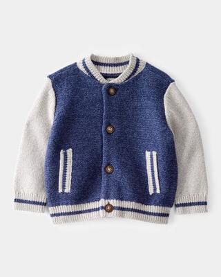 Product image 1 of Baby Jersey Knit Varsity Button-Down Sweater - Navy