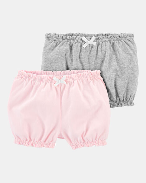 baby girl 2-pack bubble shorts - pink/grey