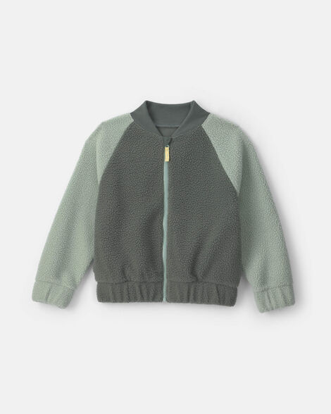 boys teddy fleece zip-up jacket - green
