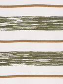 Green/White/Khaki - Toddler 2-Piece Striped French Terry Tee & Pull-On Canvas Pant Set, Selected