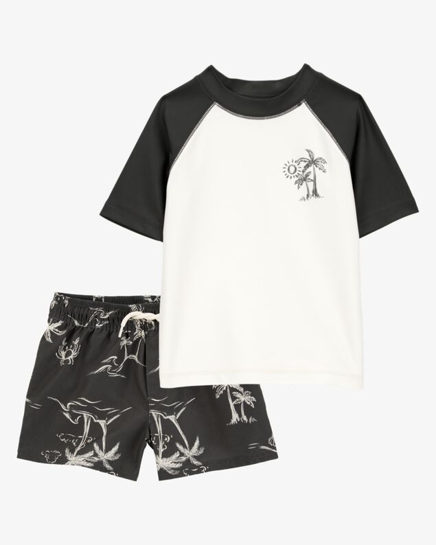 Product image 1 of Toddler 2-Piece Palm Tree Rashguard & Trunks Set
