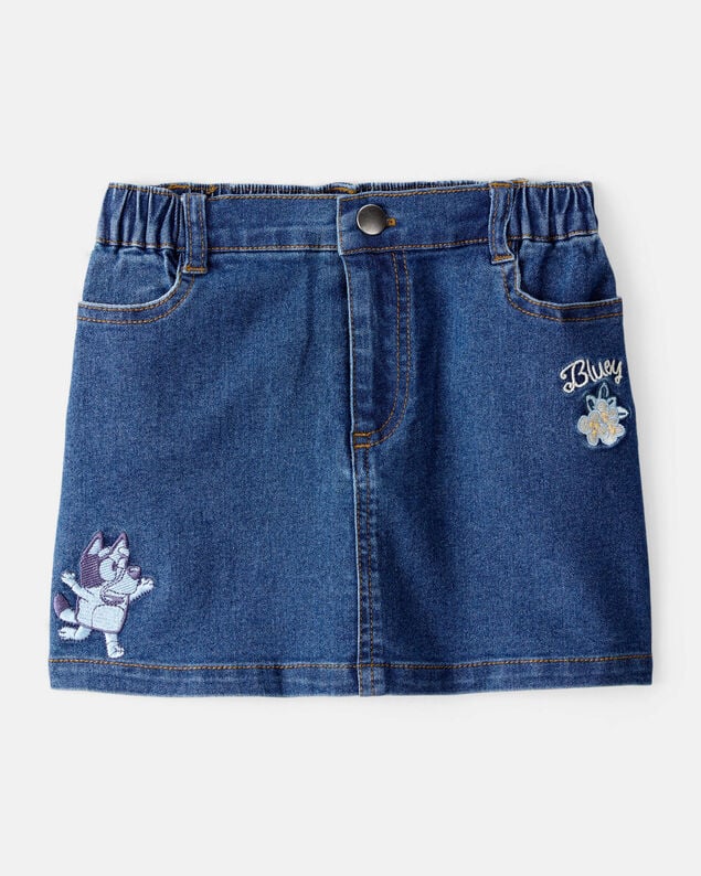 Product image 1 of Baby Girl Bluey Embroidered Denim Skirt - Blue