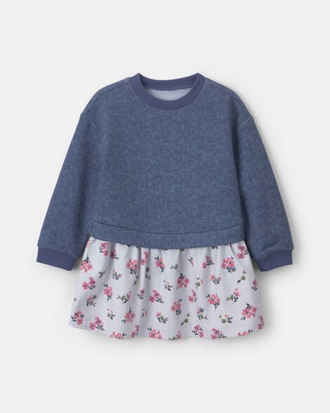 Toddler Girl Floral Long-Sleeve Dress - Blue