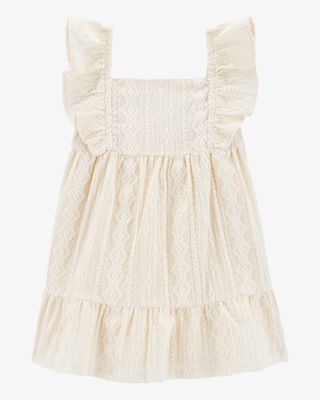 Product image 1 of Baby Tiered Flutter-Sleeve Crochet Dress - Ivory