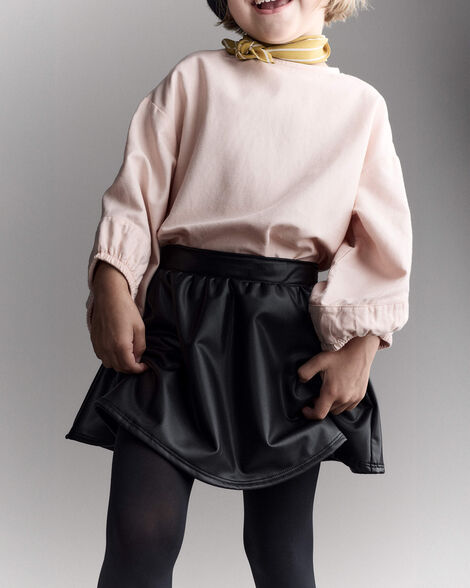 Toddler Girl Reagan Skort in Faux Leather - Black