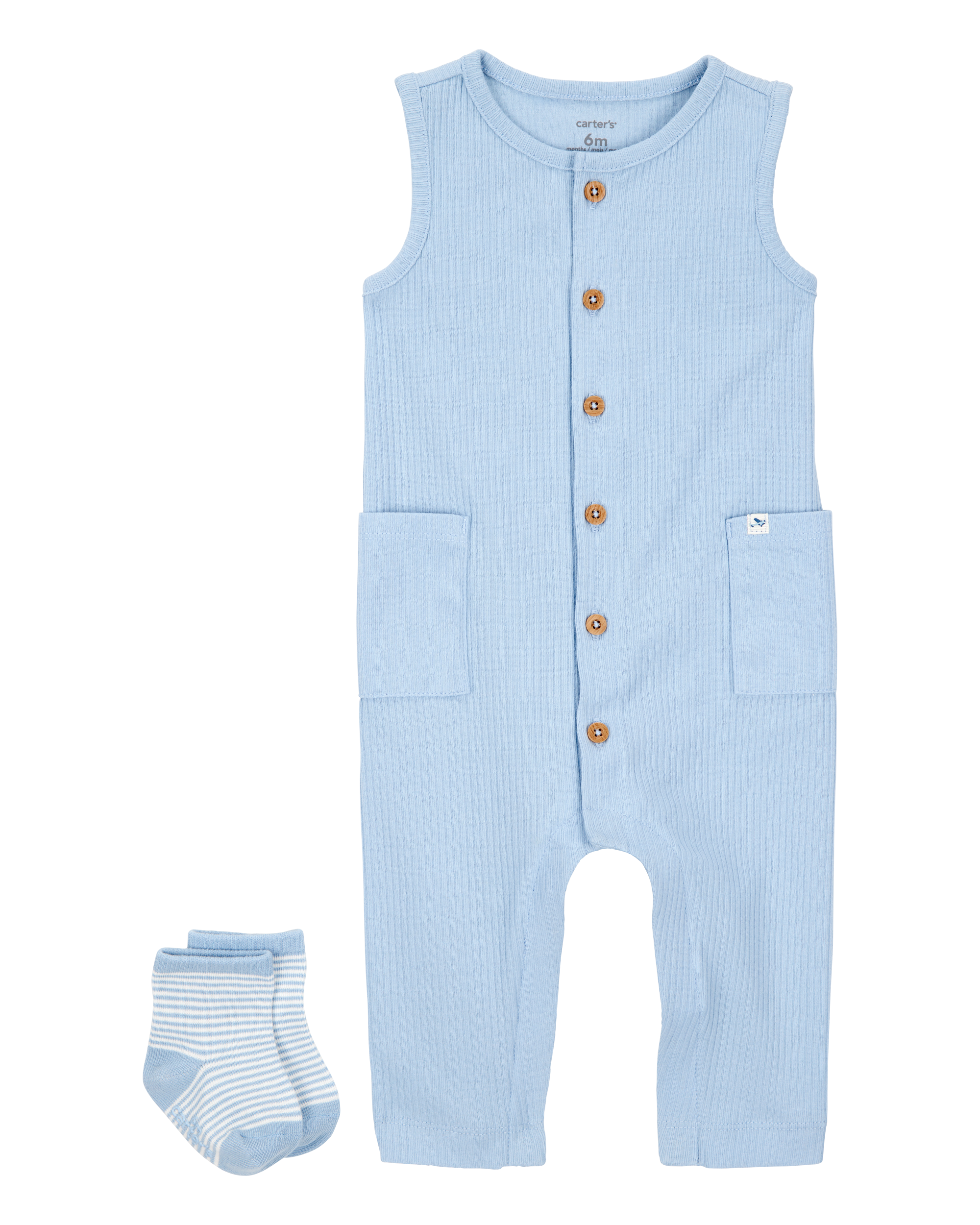 Baby 2-Piece Jumpsuit & Sock Set - Blue