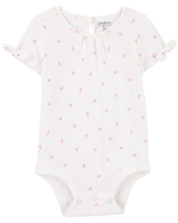 Baby Strawberry Print Pointelle Bodysuit
