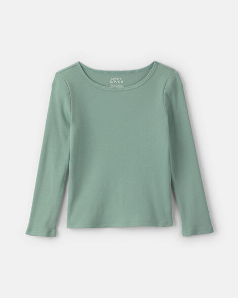 girls long-sleeve ribbed top - green