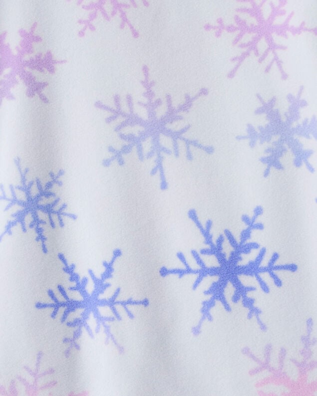 Product image 2 of Girls Snowflake Print Fleece Long-Sleeve Loose Fit Night Gown - Blue