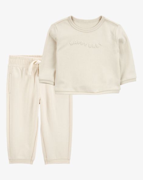 Product image 1 of Baby 2-Piece French Terry Pullover & Pant Set - Cream