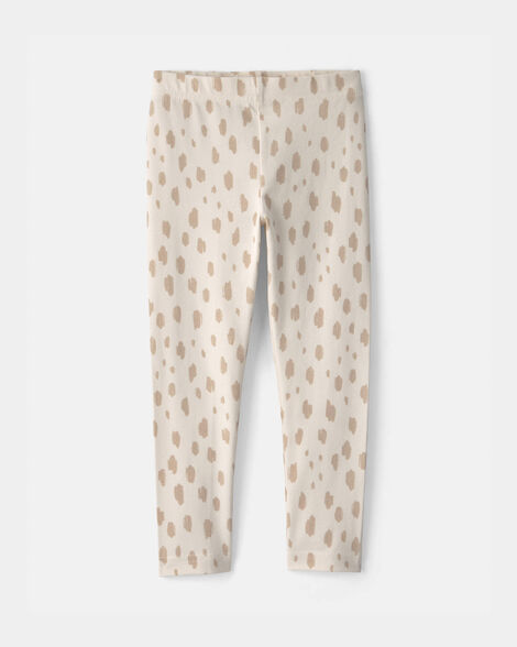 toddler girl dots pull-on stretch leggings - cream