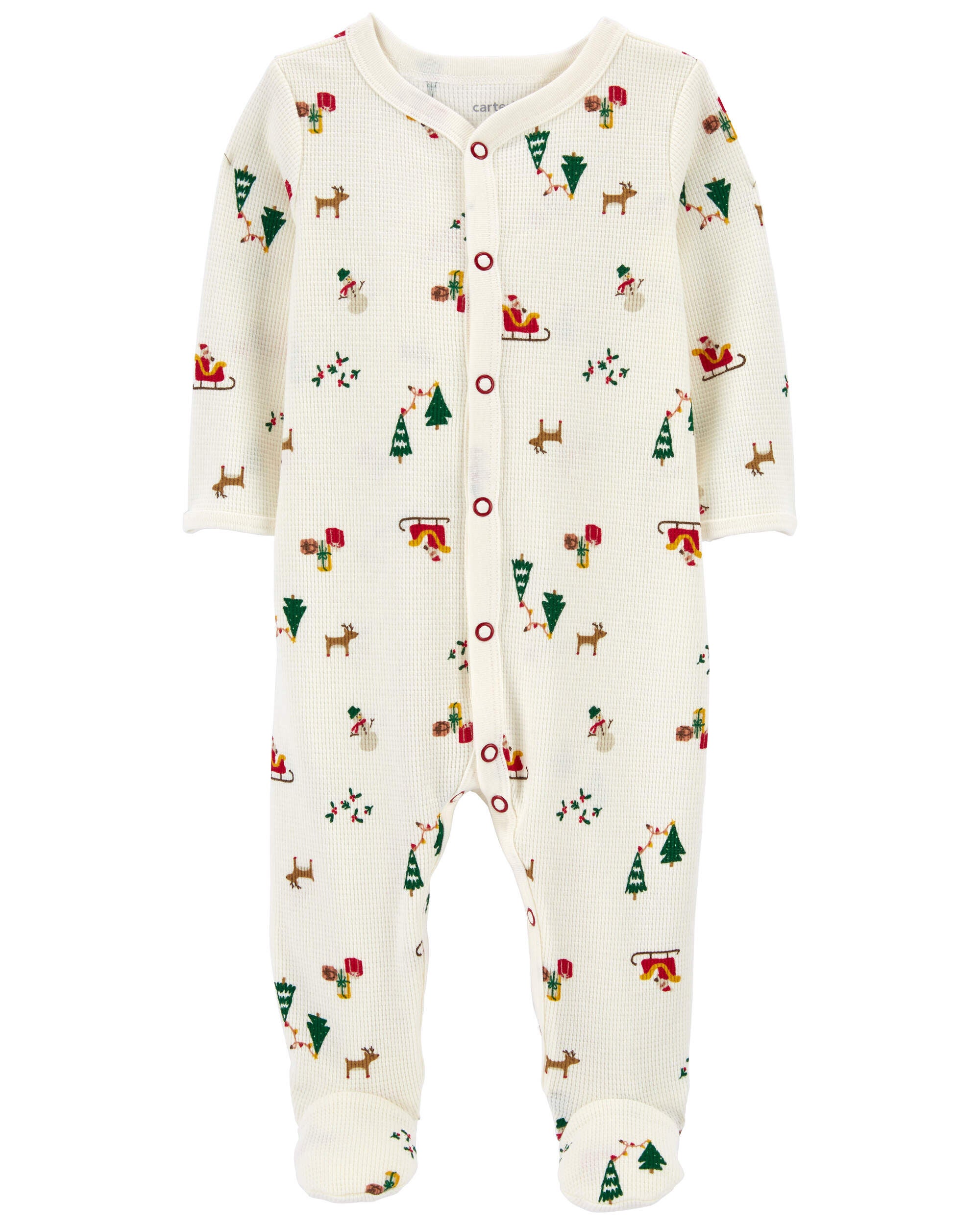 Baby Christmas Snap Up Thermal Sleep Play Pajamas