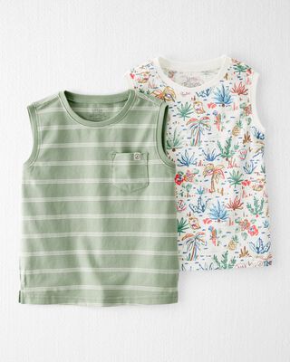 Product image 1 of Toddler 2-Pack Organic Cotton Tropical Knit Tanks