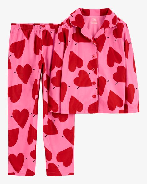 Product image 1 of Kid Heart Print Valentine's Day Fleece 2-Piece Pajamas