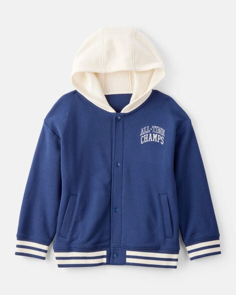 boys fleece varsity jacket - navy