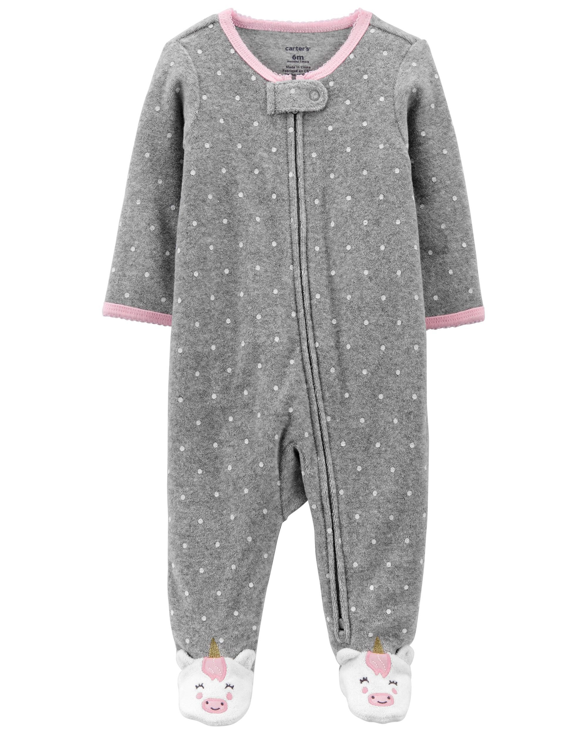 *CLEARANCE* Polka Dot Terry Zip-Up Sleep & Play