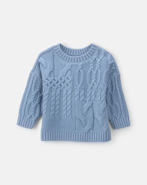 Baby Boy Cable Knit Sweater - Blue