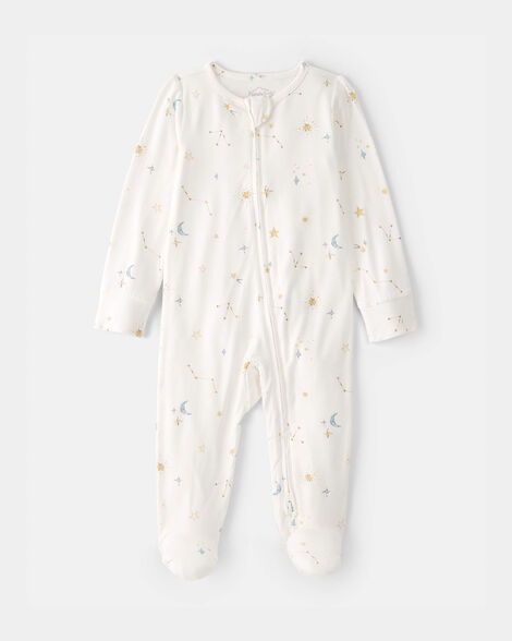 baby constellation 2-way zip purelysoft footie sleep & play pajama - cream