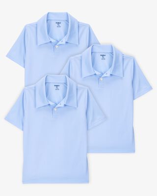 Product image 1 of Kid 3-Pack Active Uniform Polo Shirts in Moisture Wicking BeCool™ Fabric - Blue