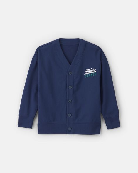 boys 'athletic champs' game day french terry cardigan - navy blue