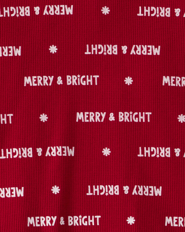 Product image 2 of Adult Merry & Bright Christmas Cotton Long-Sleeve 2-Piece Pajamas - Red
