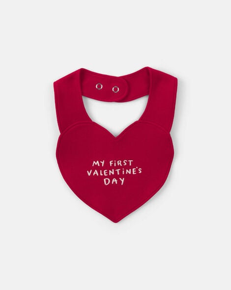 baby 'my first valentine's day' cotton bib - red