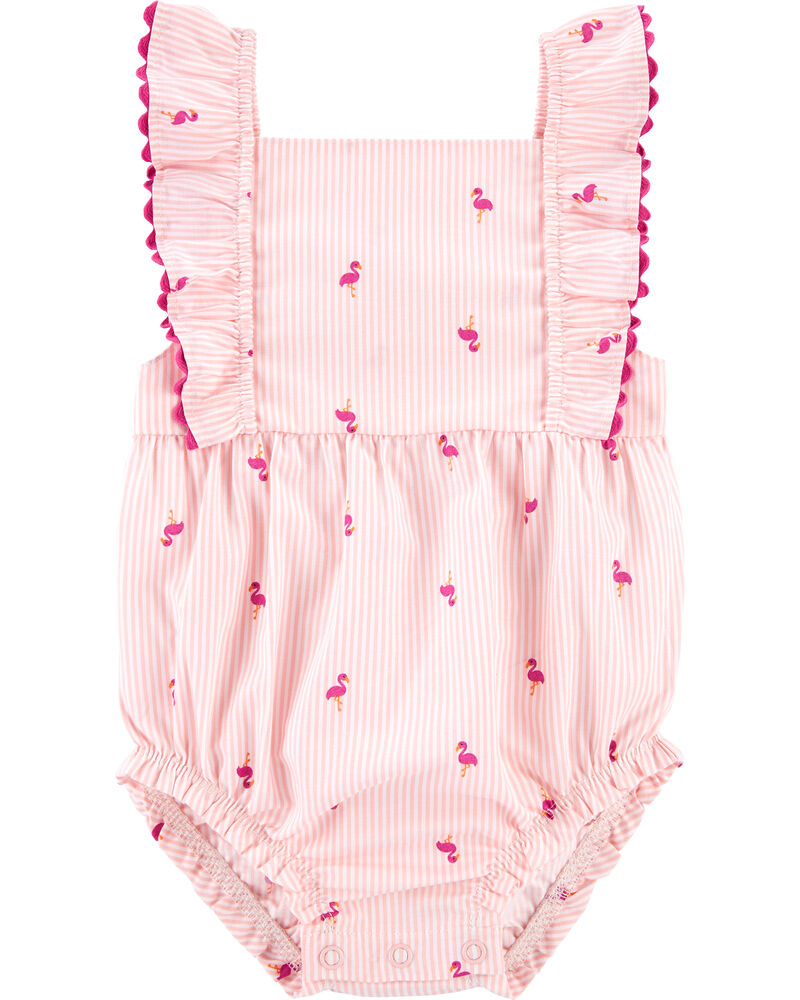 Purple Details about  / Carter/'s Baby Girls Flutter Sleeves Fish Bottom Striped Bubble Romper