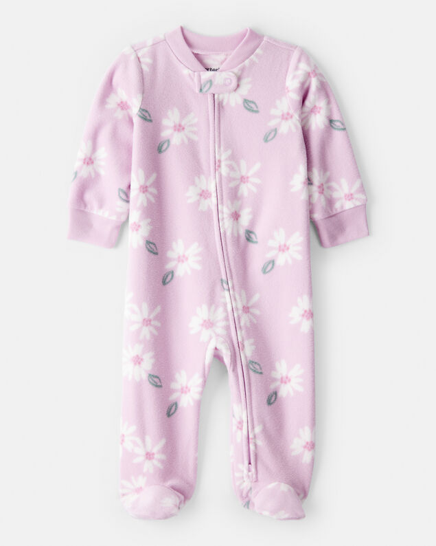 Product image 1 of Baby Girl Floral Print Loose Fit Long-Sleeve Sleep & Play Pajamas - Pink