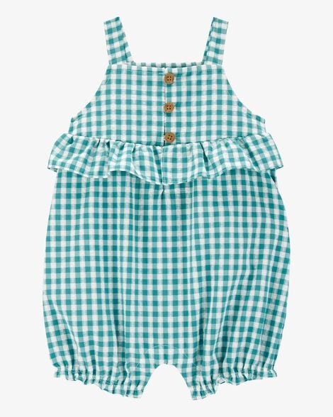 Product image 1 of Baby Girl Gingham Tank Romper - Green
