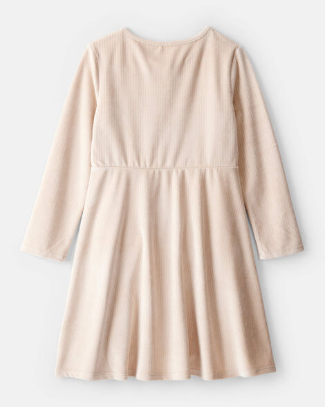 Girls Cozy Rib Dress - Cream