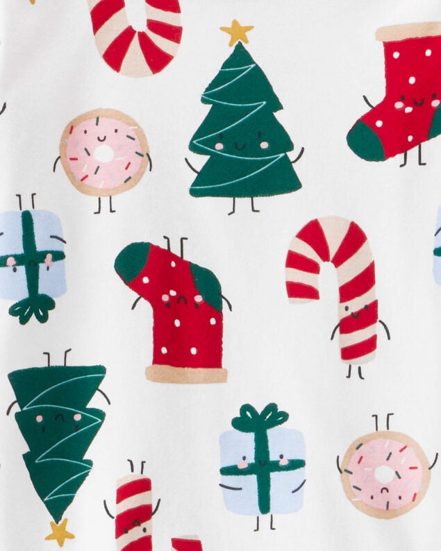 Product image 2 of Kid Christmas Print 100% Cotton Long-Sleeve 2-Piece Pajamas - White