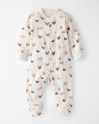 Product image 1 of Baby Organic Cotton Sleep & Play Pajamas in Farm Friends Print