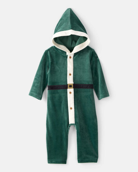 baby elf hooded jumpsuit - green