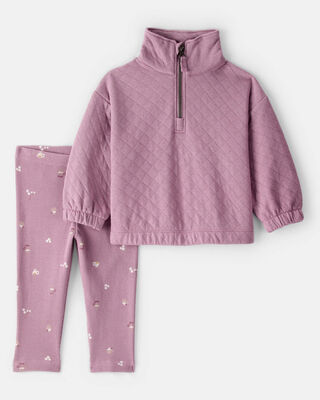 Baby Girl 3-Piece Fair Isle Sherpa Vest Outfit Set - Pink