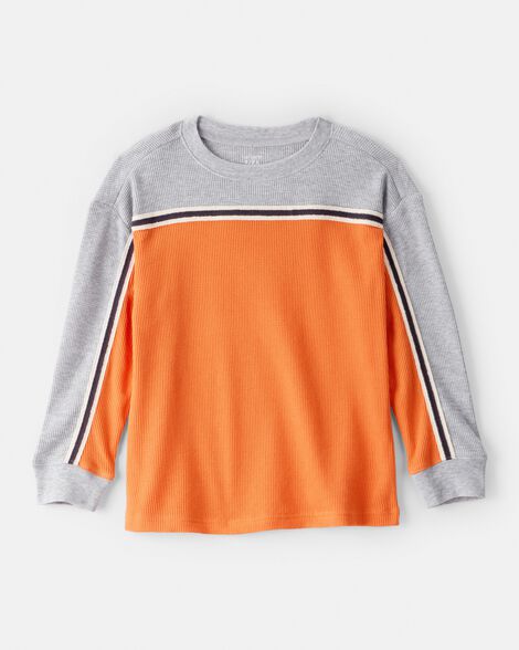 boys colorblock thermal long-sleeve tee - orange/grey