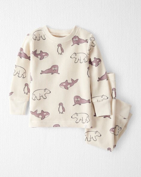 Baby Waffle Knit Pajamas Made with Organic Cotton in Artic Friends Print