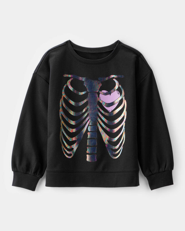 Product image 1 of Kid Metallic Skeleton Long-Sleeve Graphic Tee - Black