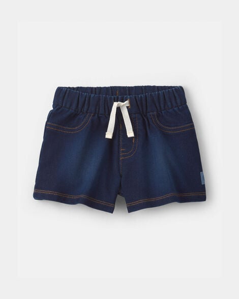 Baby Girl French Terry Knit Shorts - Dark Wash