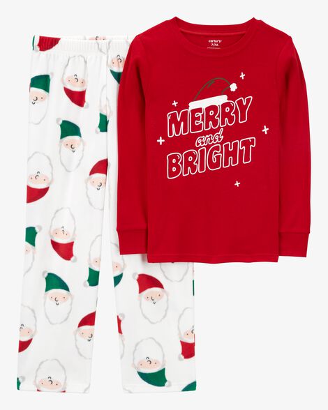  Product image 1 of Kid 2-Piece Santa Fleece & Cotton Pajamas