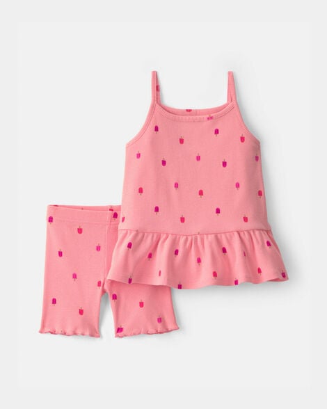 toddler girl 2-piece popsicle tank top & short set - pink