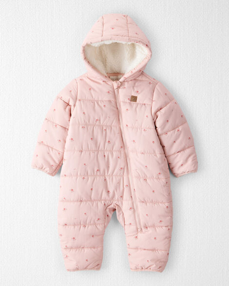 Baby Girl 1-Piece Snowsuit Made with Recycled Materials in Blush Petals Print