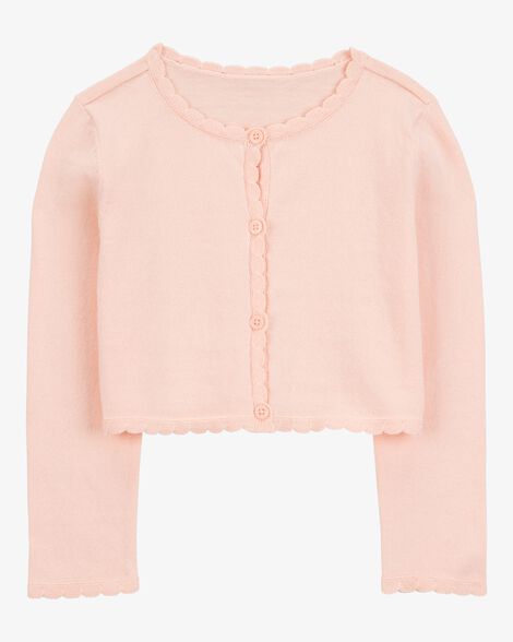  Product image 1 of Toddler Scalloped Trim Cardigan Sweater - Pink