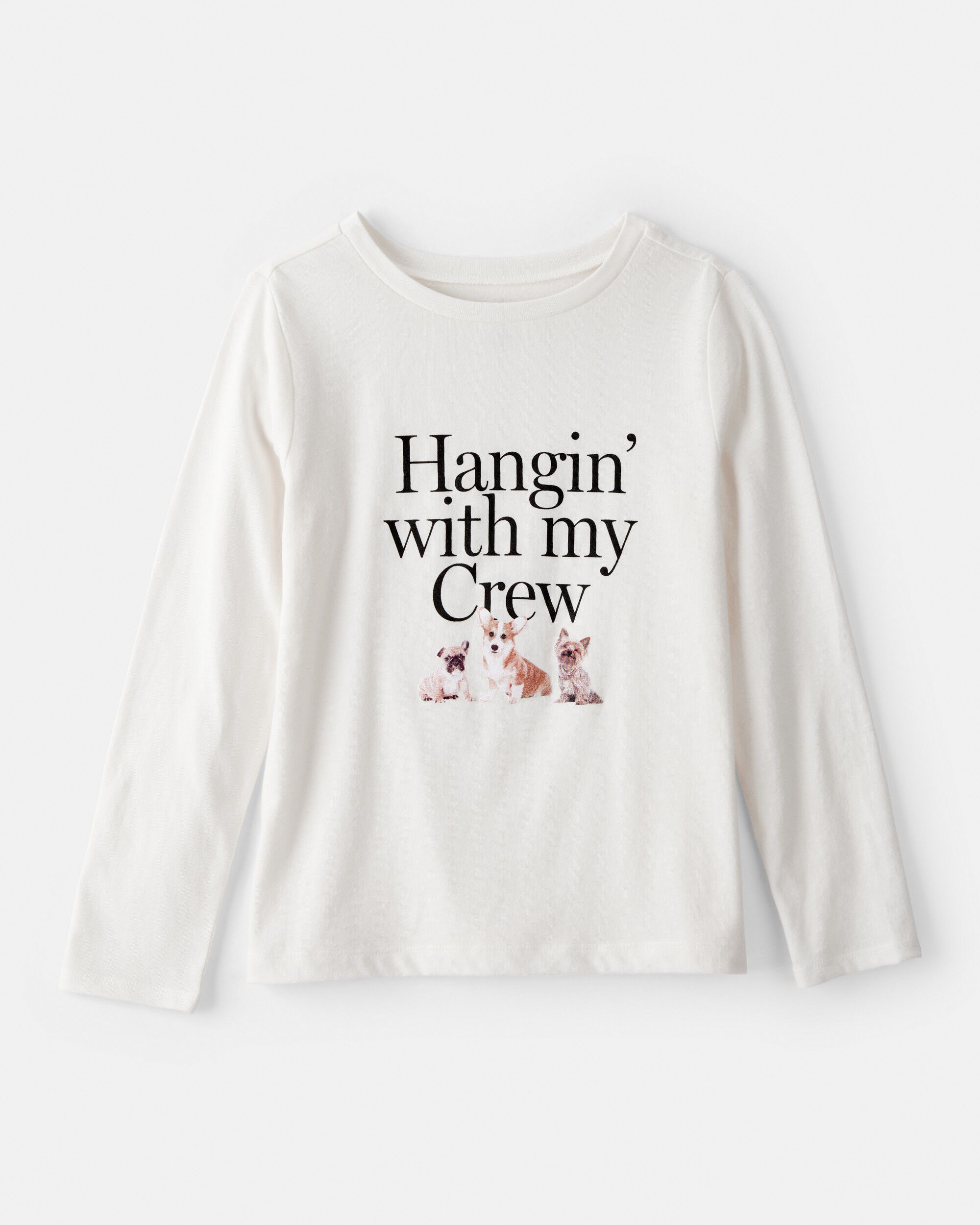 OshKosh Bgosh Girls Crew Long-Sleeve Graphic Tee M Cream 3$