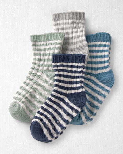 Toddler 4-Pack Slip Resistant Socks Made with Organic Cotton